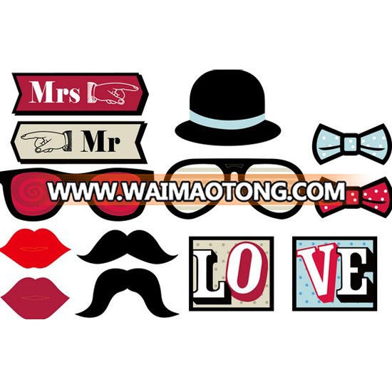 Ywbeyond wedding party phto booth props favors of 13pcs/bag paper hat LOVE mustache props