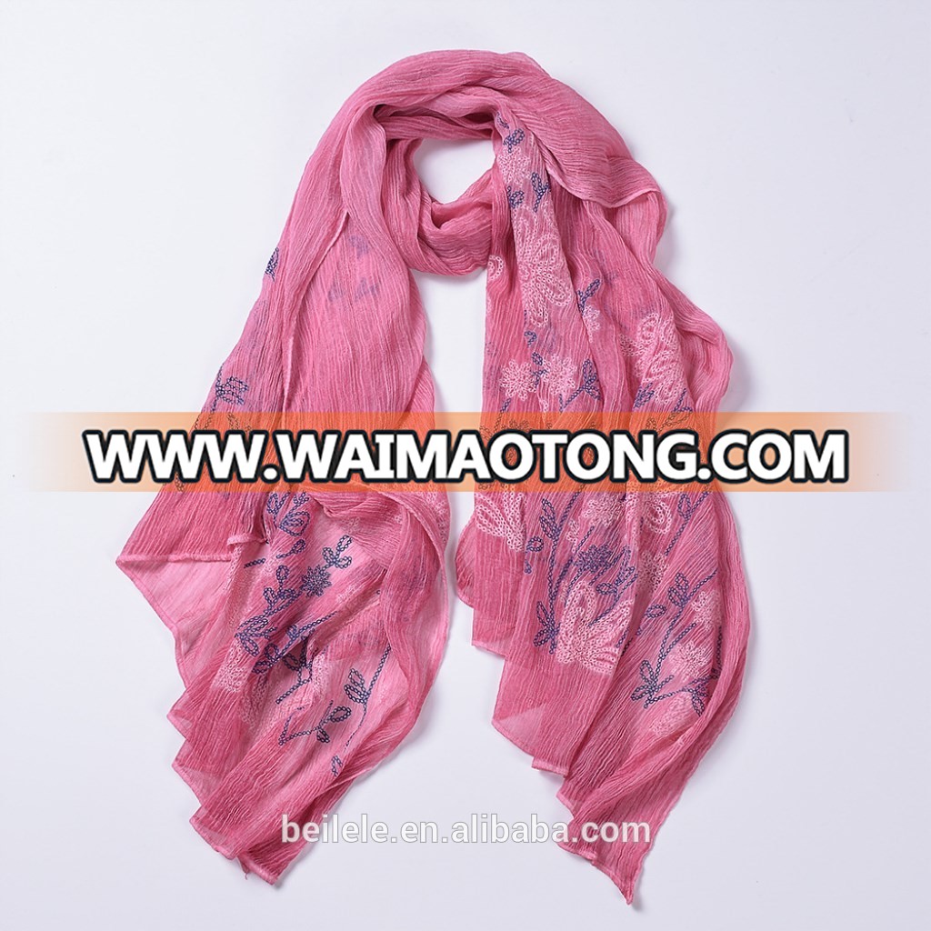 New Arrival Spring Embroidered Silk Scarf Shaded Sunprotected Gradient Purple Shawl