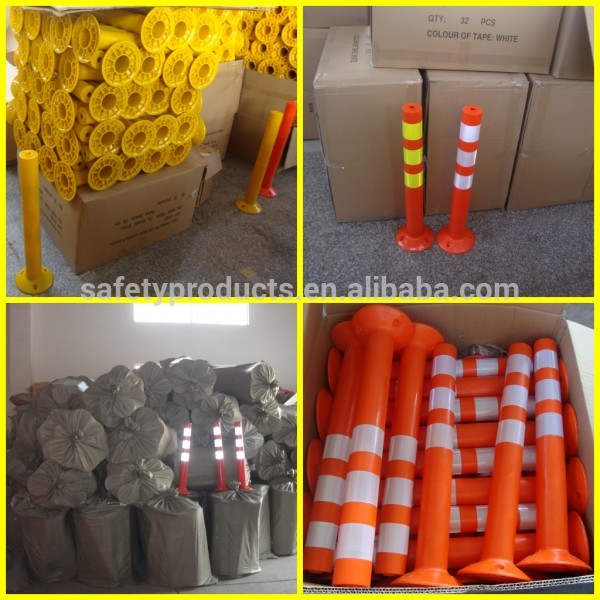 flexible plastic traffic delineator post with rubber base