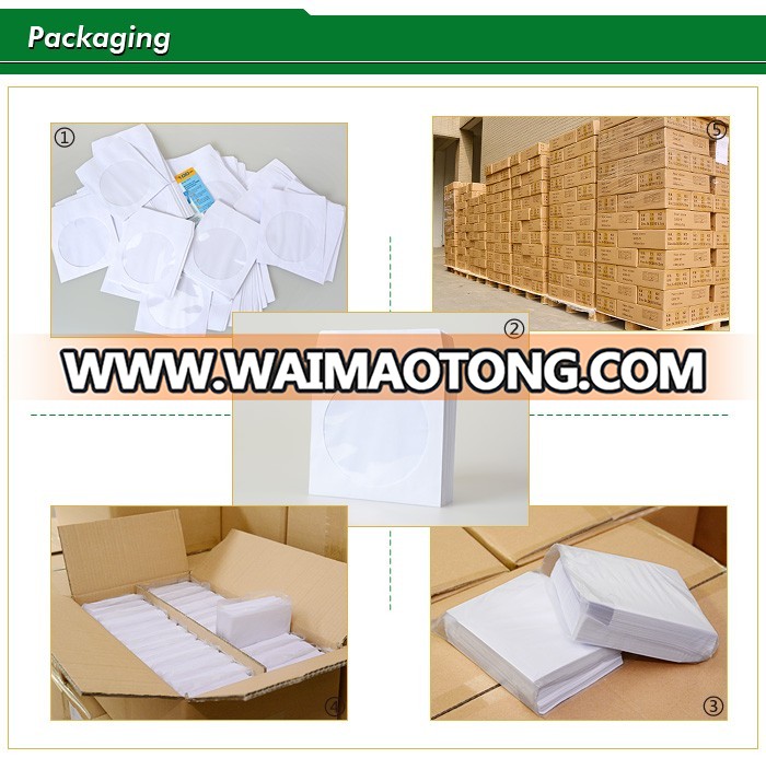 Factory produce white Paper CD/DVD Sleeve With Resealable Flap