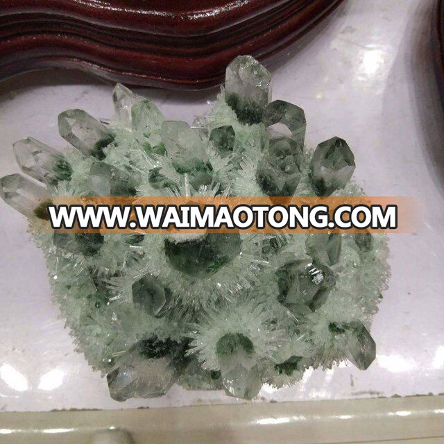 Wholesale handmade natural green ghost quartz crystal cluster for decoration