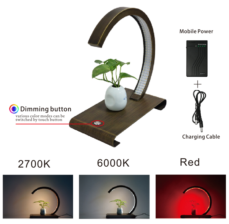 A new type of plant table lamp with dimmable lighting and suitable for office and home charging led grow light