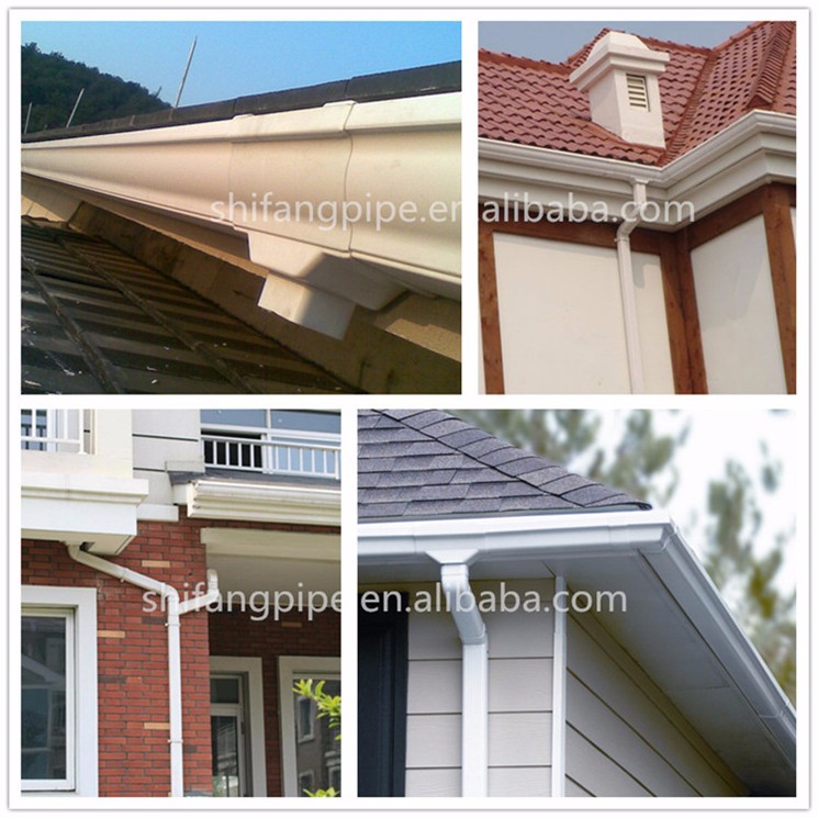 hot sale house drainage channel plastic extrusion roof gutter philippines white brown grey color pvc gutter 3m