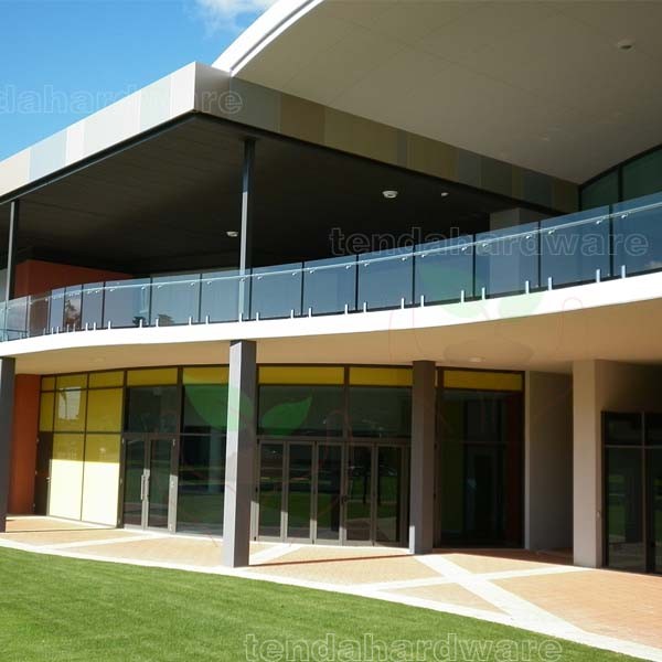 shopping mall Frameless glass balustrade with facia mount glass railings