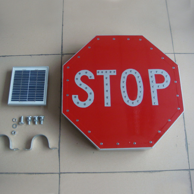 Hot selling aluminum solar traffic road sign warning LED light for road safety pedestrian guidance