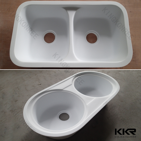 Commercial double bowl apron front kitchen sink