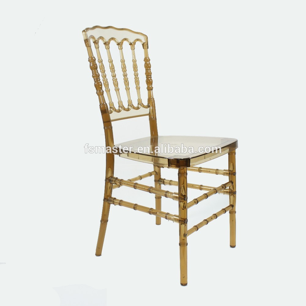 2018 Outdoor furniture stackable plastic clear armless wedding Napoleon chair