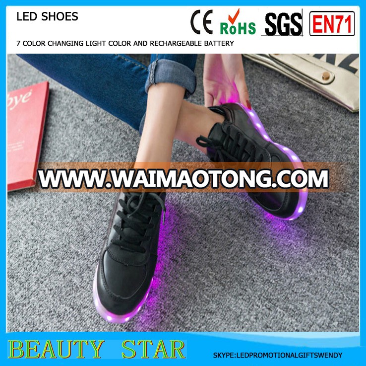 Factory selling Men/Women LED shoes,rechargeable led classic shoes with 7 color light changing