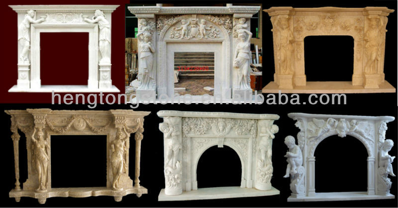 Indoor Freestanding Marble Fireplace Mantel