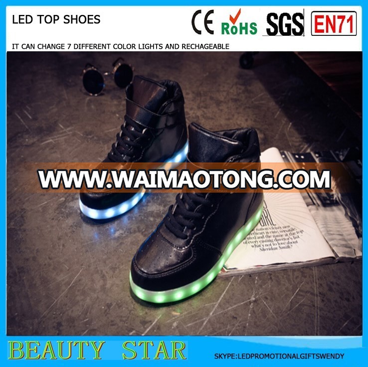 Factory selling Men/Women LED shoes,rechargeable led classic shoes with 7 color light changing