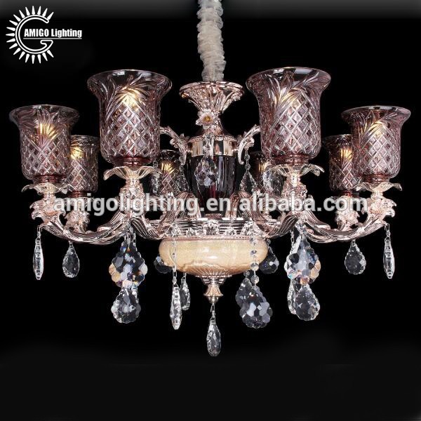 modern led flower crystal chandelier with handmade flower glass shades A6625-8