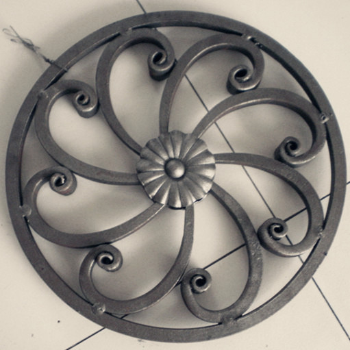 Best quality and sand blasting wrought iron rosette,wrought iron component