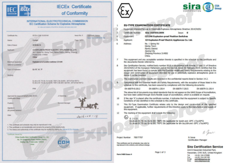 ATEX and IECEx Certified Explosion Proof IP66 Limit Switches