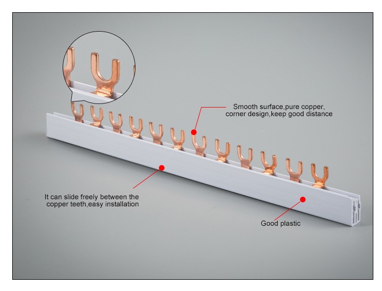 Haitai China Supplier Brand Fork Type 1P MCB Copper Insulated Busbar