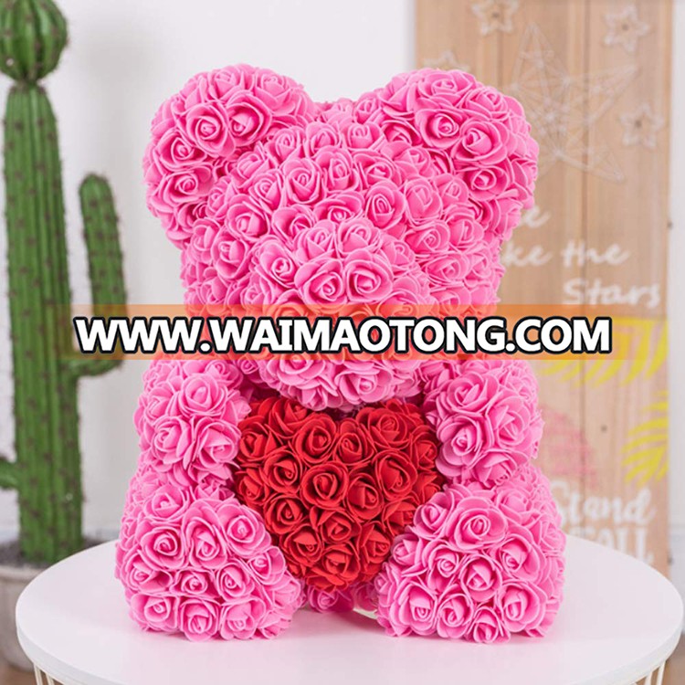 Souvenir Gift Ideas Rose Bear Artificial Foam Flower Rose With Rose Flower Teddy Bear