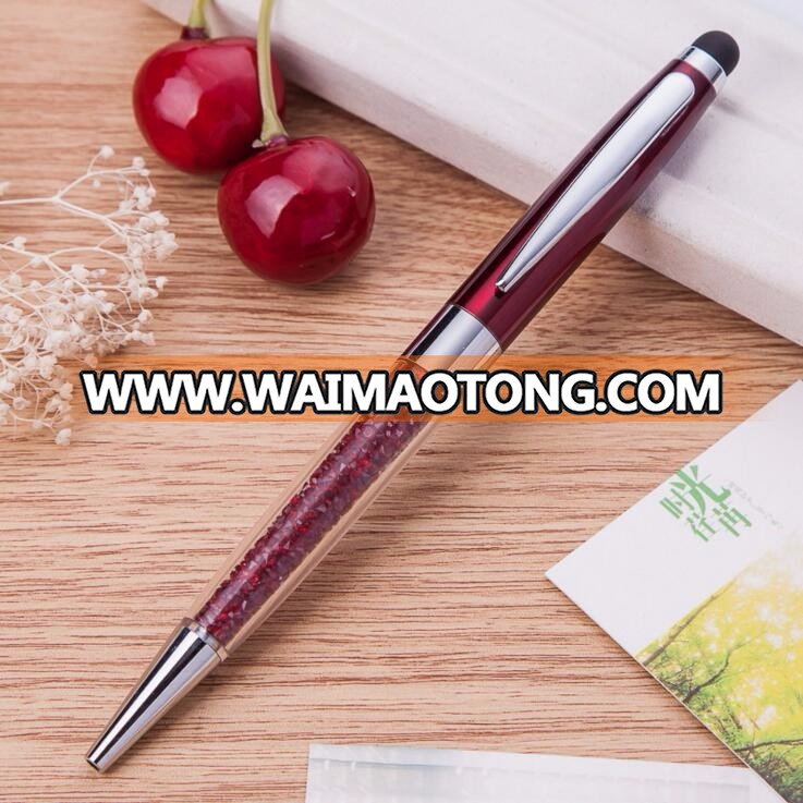 crystal promotional advertisement business signature of ballpen with touch screen head stylus ballpoint pen