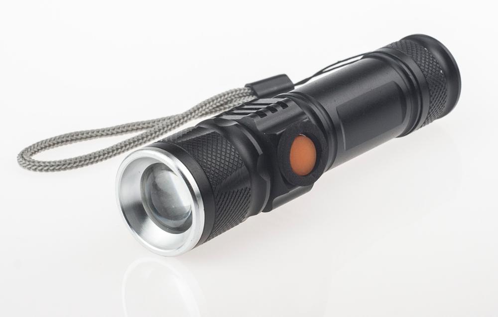 Mini Led Rechargeable Torch Lights Usb Zoomable Night Emergency Flashlight for Gift Promotional