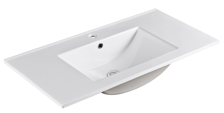 Popular thin edge design bathroom ceramic cabinet wash hand basin, ceramic countertop