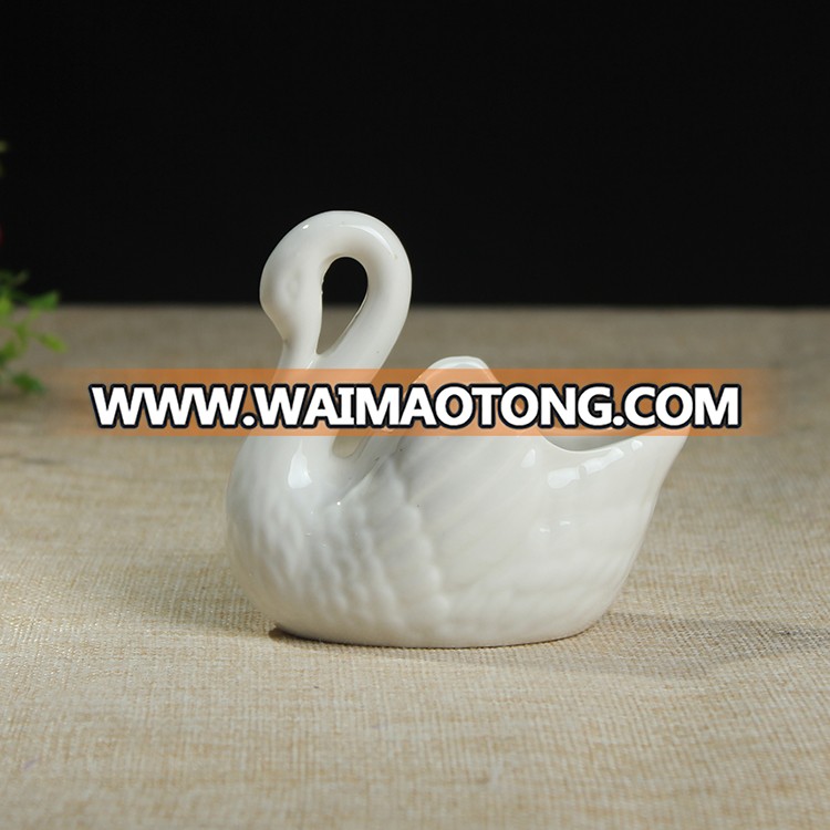 hand painted swan shape custom logo ceramics flower pots