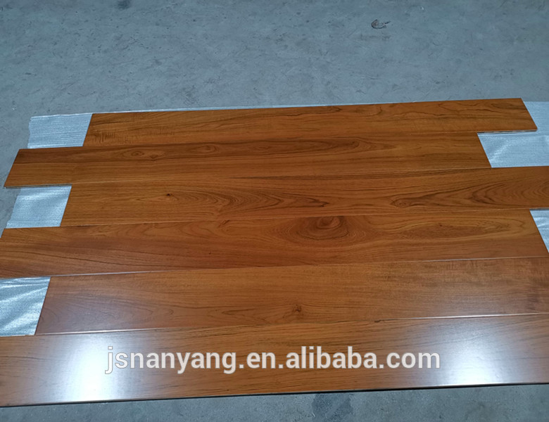 Teak color stained engineered wood flooring