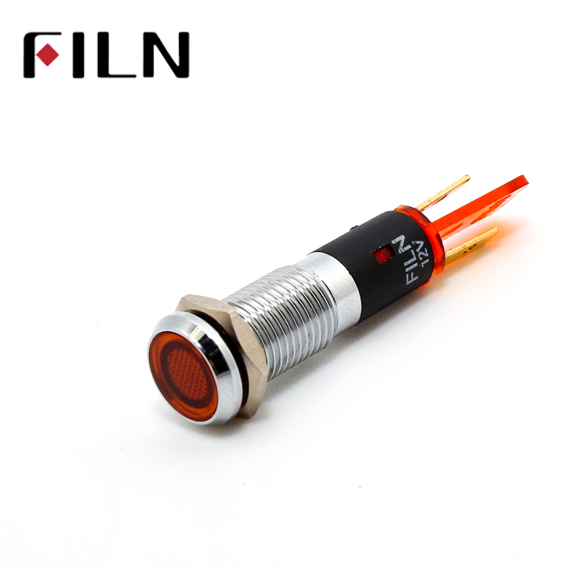 FILN 8mm indicator light signal lamp red yellow blue green white led indicator light 24v 220v flat head led metal signal lamp