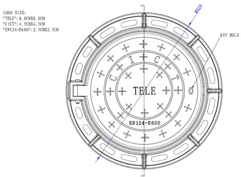 Electricity and TELE ductile manhole cover BSEN124-E600