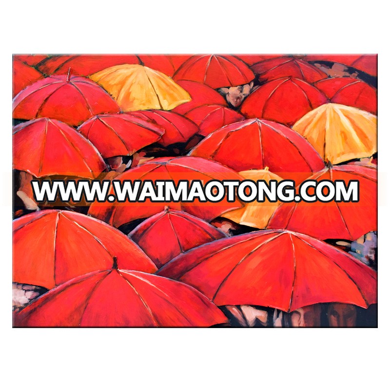 red umbrella in the rain modern Painting for Hotel Metal 3D Iron wall art