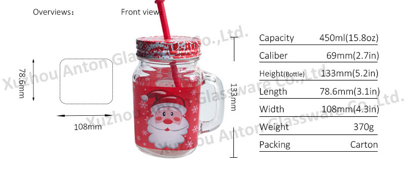 450 ml Red color mason jar xmas gifts with red lid