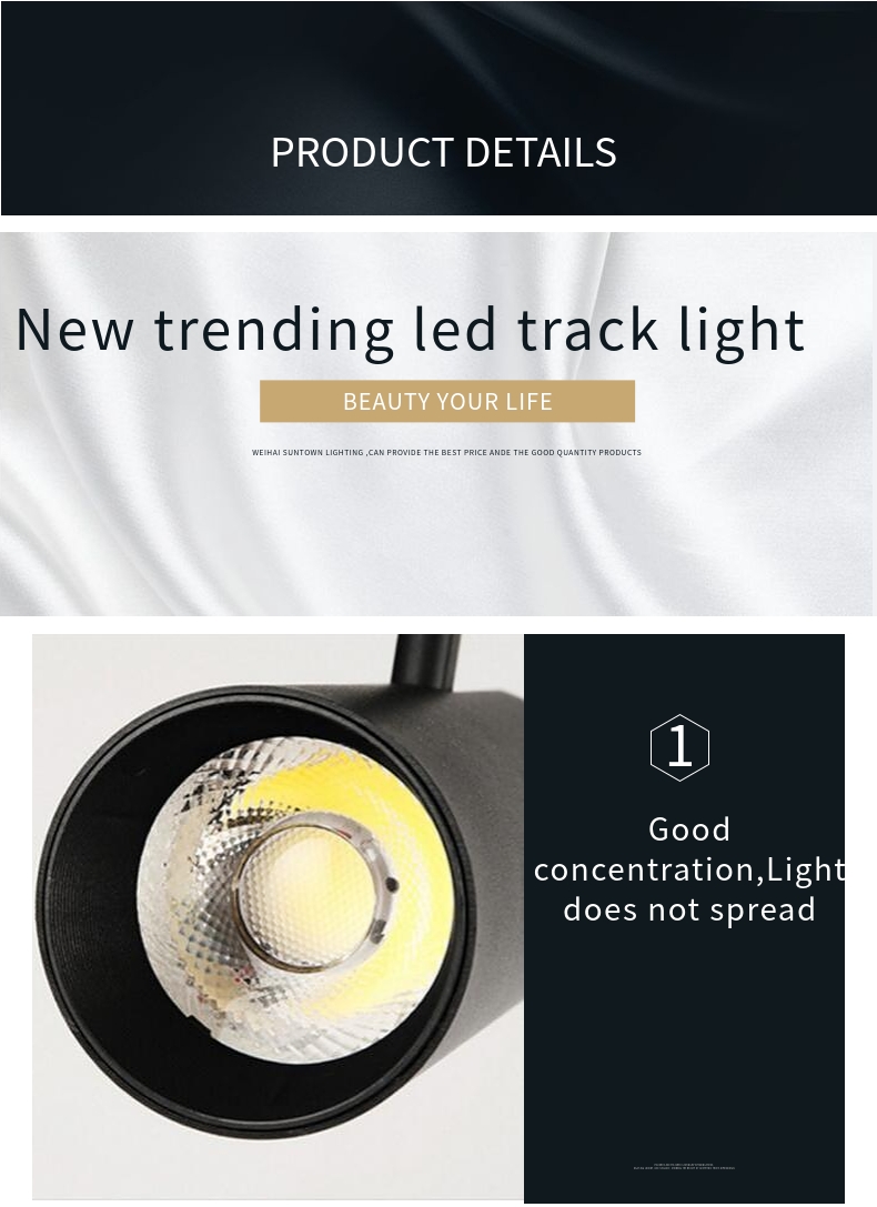 30W integrated cob led track light track rail spotlight   CCT optional led shop light