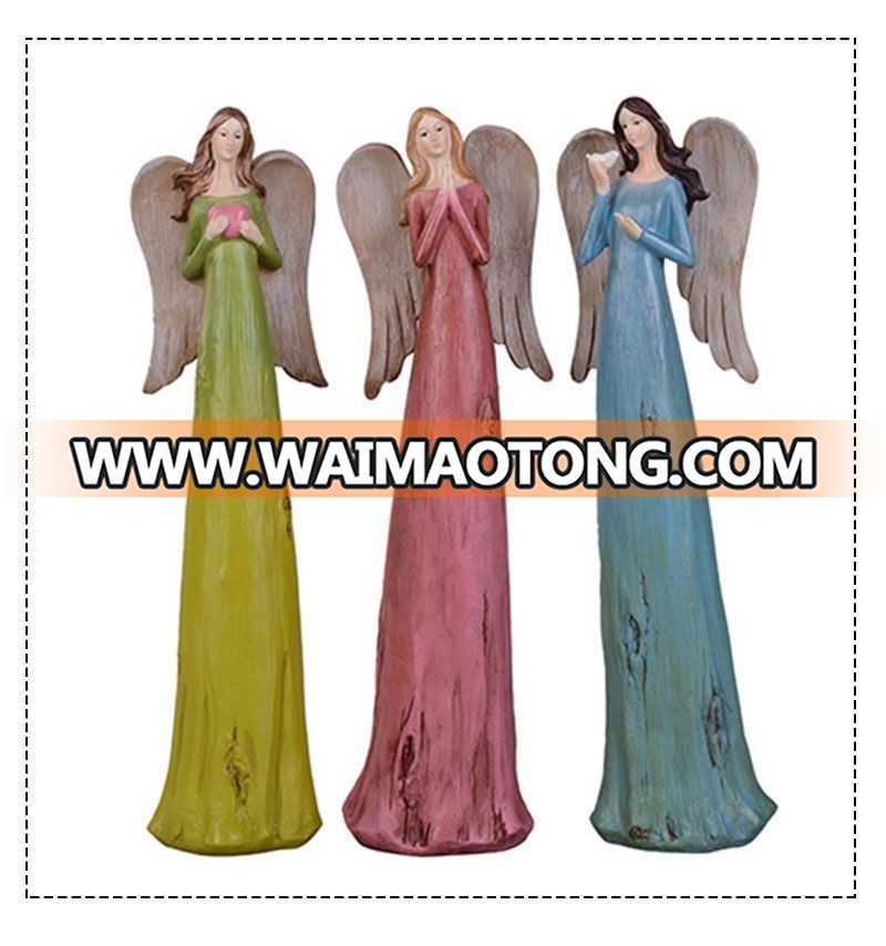 Fairy Angel Figurines Decor Crafts Wood Figurines Cute Miniature Ornaments Gifts