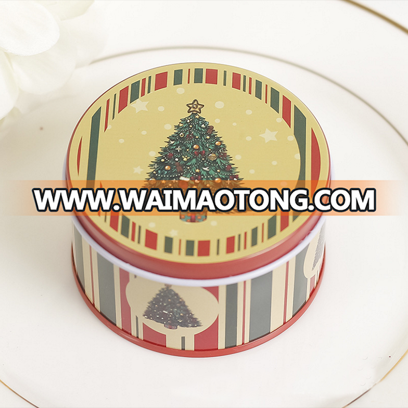 Merry Christmas Design Green and Blue Theme Apple Shape Tin Box