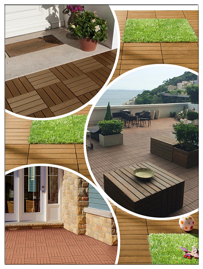 Clear-cut texture wood plastic composite WPC diy decking tile floor