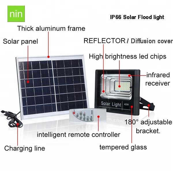 High lumen SMD waterproof ip66 integrated all in one 20w 40w 60w 100w solar light