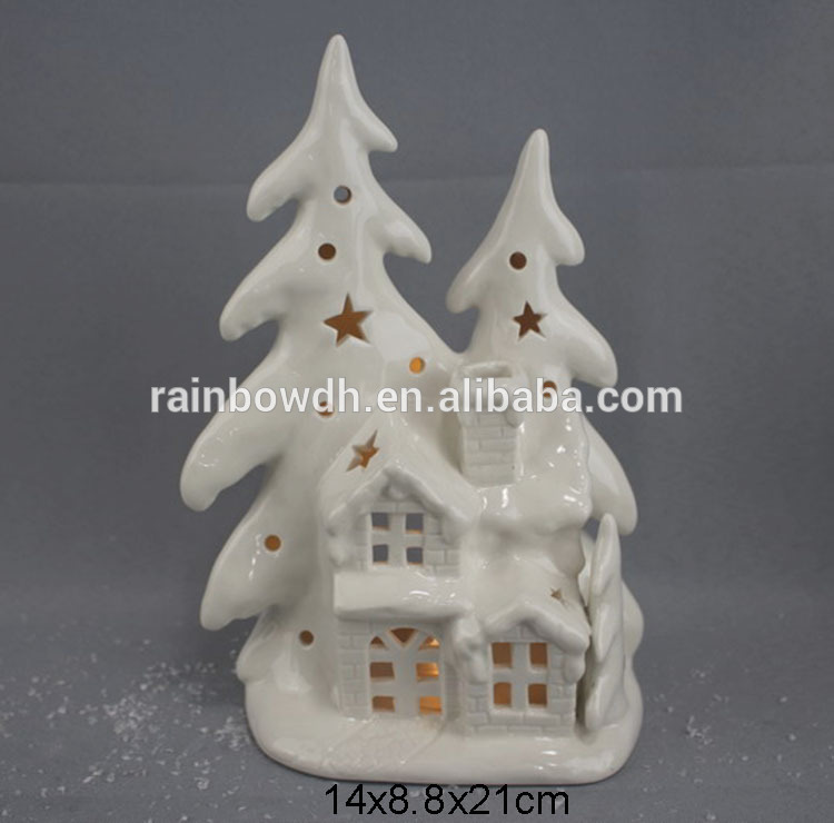 White Ceramic Christmas Tree with LED Lights