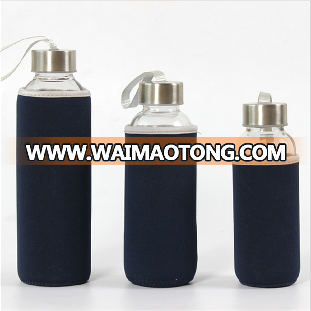 250ml 300ml 420ml hot sale new design travel pyrex glass water bottle