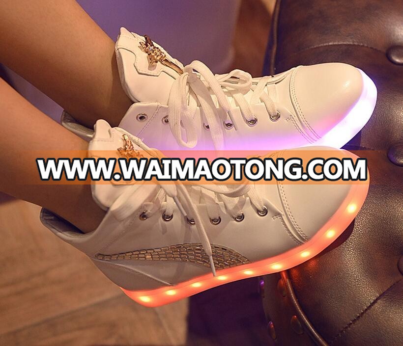 New high top led shoes men women glowing light up basket led luminous shoes adult femme flashing led shoes 35-46 size