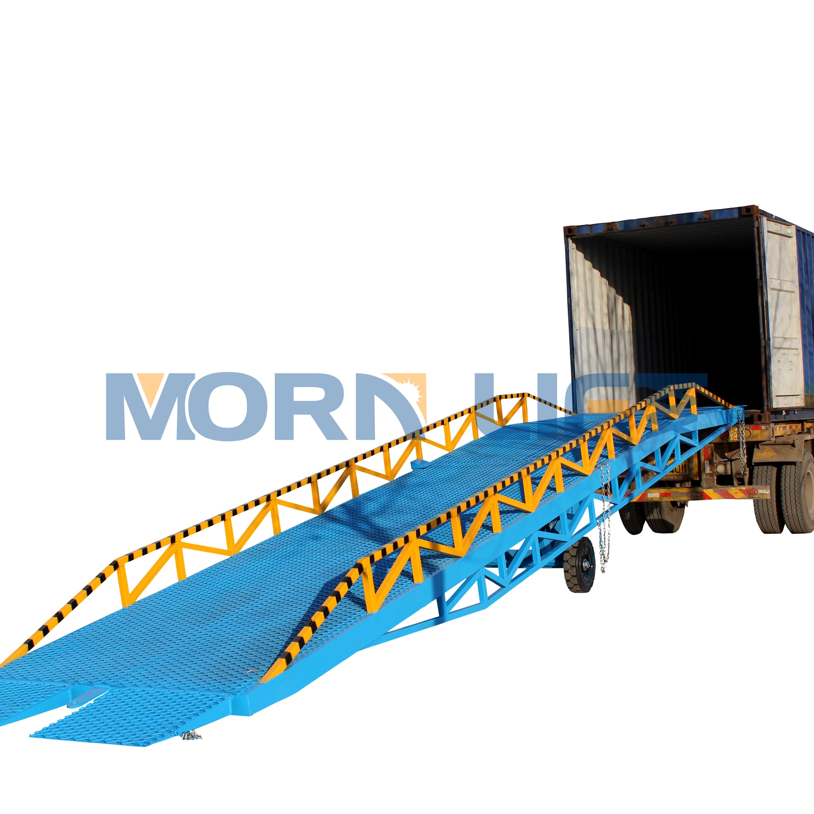 Forklift loading truck ramp for shipping container