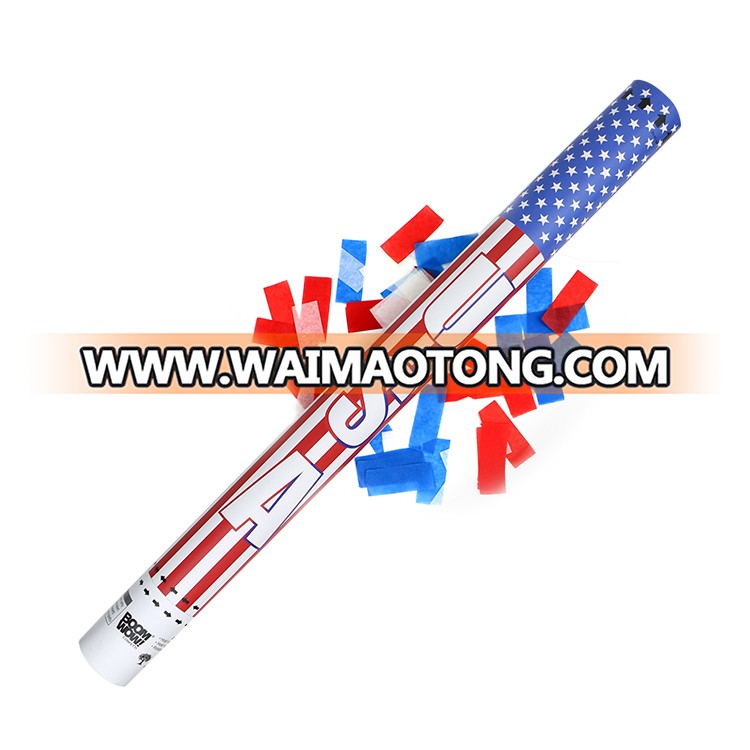 Boomwow High quality Party supplies USA Flag Confetti Popper Nonfireworks Confetti Cannon For 4th July Celebration