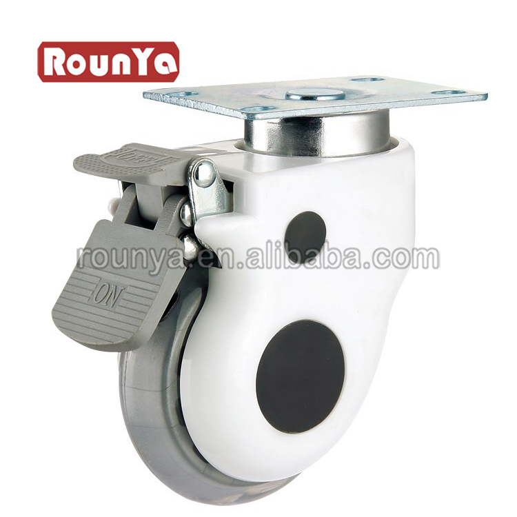 3in covered hospital medical top plate swivel with brake casters polyurethane wheel