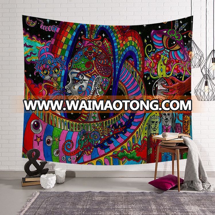 Custom Digital Print Trippy Hippie Tapestry Psychedelic Wall Tapestry