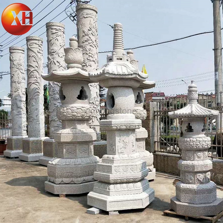 Hand Carved Large Size Decorative Granite Stone Pillar Chinese Zodiac Culture Column For Sale