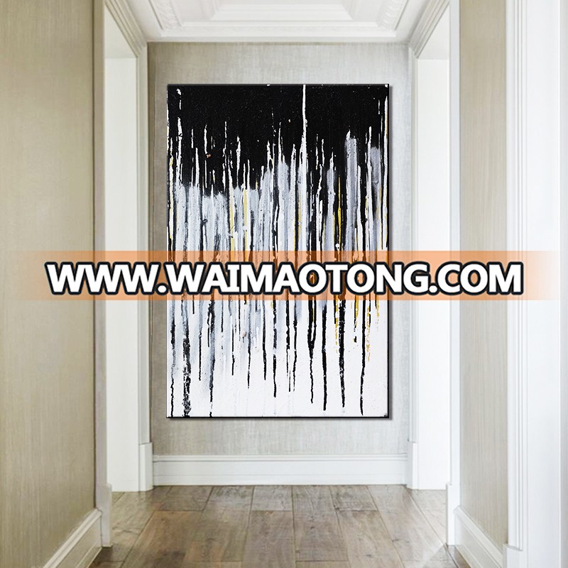 Abstract Lines Oil Painting Handmade Painting Black and White 3d line Modern poster Wall Art for living room Decoration