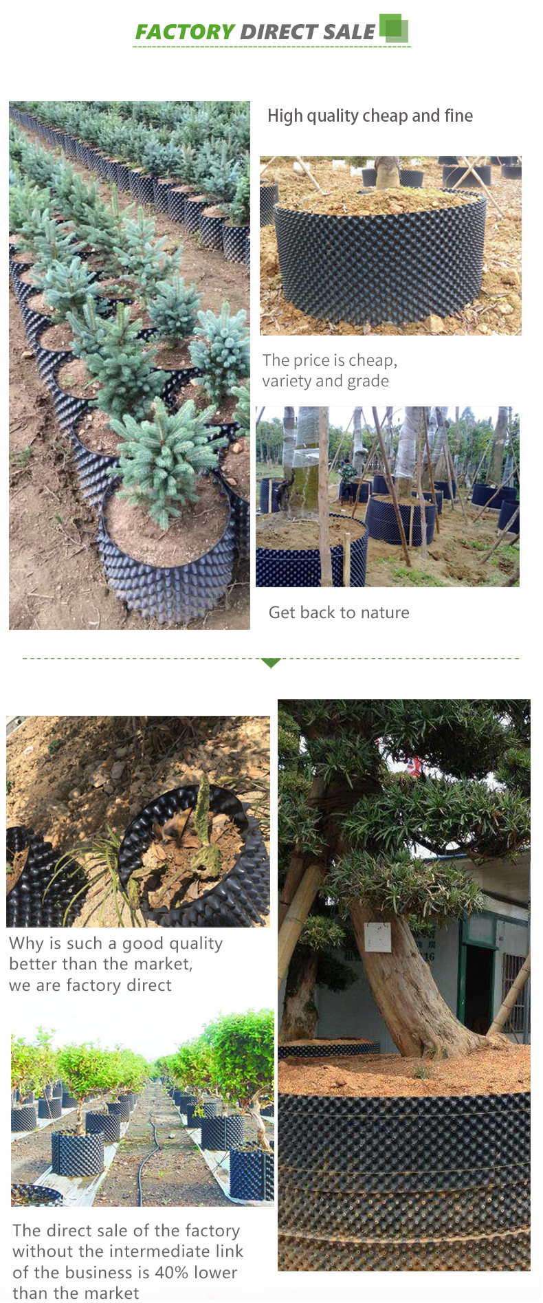 Reusebale Eco-friendly Plastic Nursery Air Pruning Pots For Plant Root Control