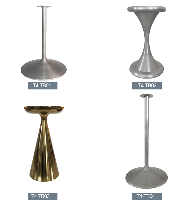 Village Style Hotel Metal Spinning Diameter 800mm White Table Leg Office Gold Frosted Painting Cone Table Leg