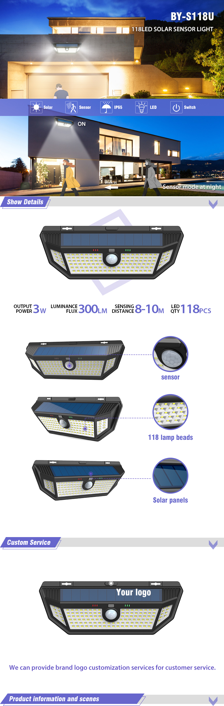 Wall Outdoor Lamp Power Led Solar Dock Light