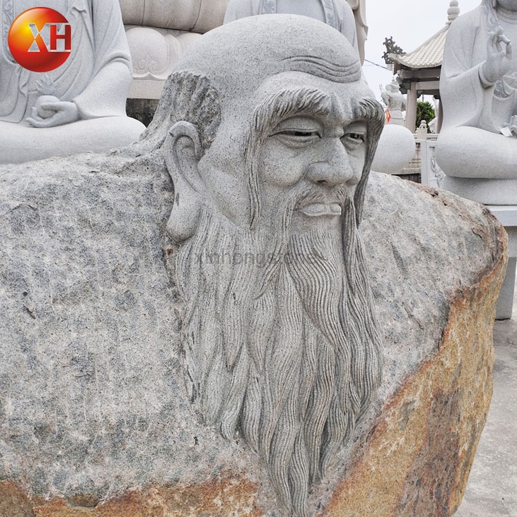 Hand Carved Natural Stone Lao Zi Sculpture For Sale