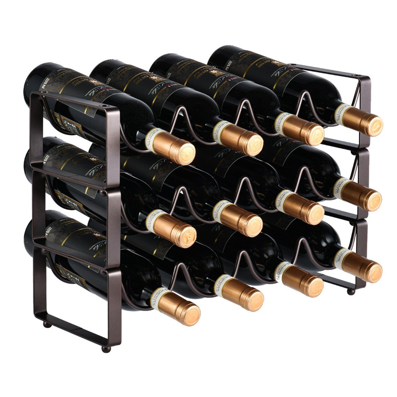 12 Bottles 2-Tier wooden Wine Display Rack for Countertop Home Kitchen Pantry, Free Standing Wine Storage