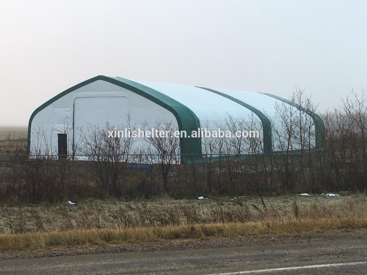 Fabric arch building storage canopy