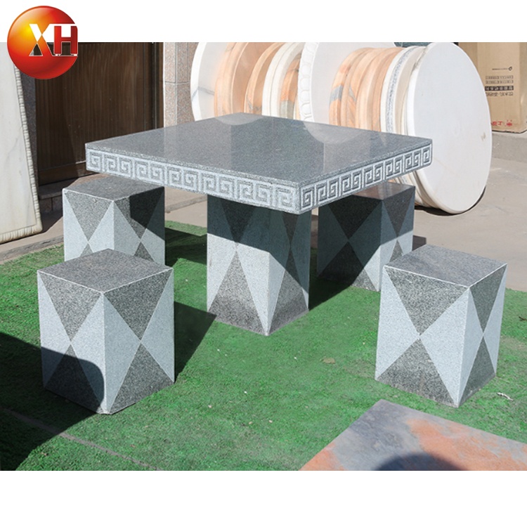 Cheap Price Granite Stone Table With Chairs For Outdoor Courtyard