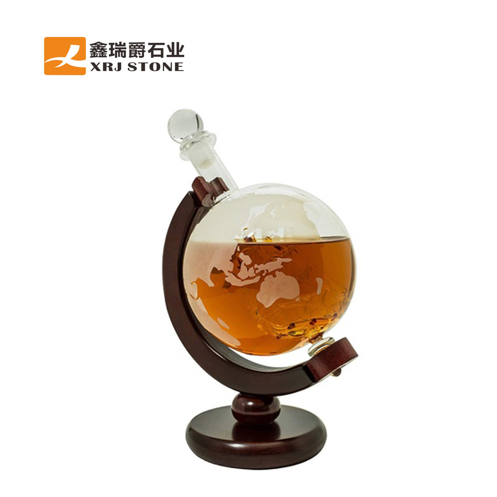 Factory Direct Sale World Etched Globe Decanter Antique Ship Glasses Whiskey Decanter Set